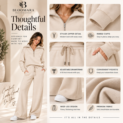 The CloudSoft Set™ – Half-Zip Top & Wide-Leg Pants